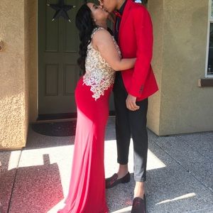 Red long prom dress